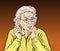 Old women talking on mobile phones. Pop art vector illustration drawing. Comic book work style.	Separate images of people from the