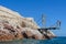 Old wood dock in Ballestas Islands, Peru