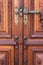 Old wood door on Peles museum, Sinaia Romania