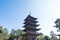 Old wood pagoda at Kofukuji temple in Nara Japan