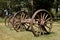 Old wood wagon wheels