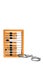 Old wooden abacus with fastened handcuffs on a white background