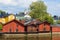 Old wooden barns in the landscape of old Porvo