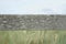 Old wooden beam with grass and sky