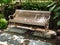 Old wooden bench. Empty old vintage wooden chair lie in shady gardens