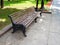 Old wooden bench on Nikitsky Boulevard in Moscow