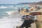 An old wooden boat on the Black Sea seaside at Obzor, Bulgaria