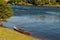 Old wooden boat by the river