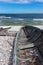 Old wooden boat on the seashore