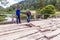 Old wooden bridge in the southern Urals