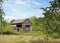 Old wooden building in the country, sawmill, vintage antique.