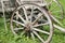 Old wooden cart wheels