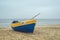 Old wooden clinker built fishboat in Jantar, northern Poland