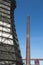 Old wooden cooling tower and chimney