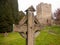 Old wooden cross in Stokesay graveyard