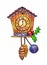 Old wooden cuckoo clock on a white background.