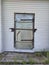 An old wooden door upholstered with iron