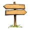 Old wooden double direction sign