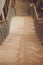 Old wooden down stairs made from wood in vintage style