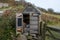 An old wooden egg hutch for eggs for sale in the countryside