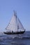 Old wooden fishboat sailing