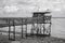 Old wooden fisher cabin on Gironde estuary France