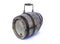 Old wooden forged barrel on a white background