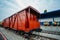 Old wooden freight carriage at the railway station