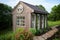 Old Wooden Garden Shed and Stone Foot Path in a Cottage Garden in the Country