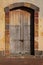 Old wooden gate, vintage wood door entry -