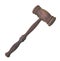 Old wooden gavel isolated.