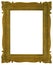 Old wooden gilded rectangle Frame on white background