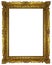 Old wooden gilded rectangle Frame on white background