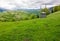 Old wooden hay shed on grassy hillside