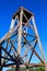 An old wooden headframe that used to stand above a mine