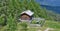 Old wooden house, Gailtal Alps, view from the hiking trail on th