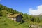 Old wooden house with grass roof in Norway