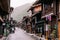 Old wooden house and narrow street of Narai Post town Narai-Juk