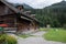 Old wooden house and playground in Austrian Alps