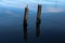 Old Wooden Jetty Pillars Protruding from the Sea