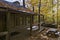 Old wooden log house exterior, King City, Ontario, Canada