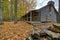 Old wooden log house exterior, King City, Ontario, Canada