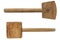 Old wooden mallet hammer. two types on a white background. isolated