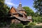 Old wooden orthodox church. Ukrainian church of the nineteenth century. Summer landscape, sunshine. Village Pirogovo