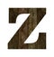 Old wooden planks alphabet, text Z
