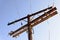 Old wooden power poles with glass insulators