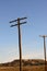 Old wooden power poles with glass insulators