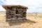 Old wooden railroad tie mining building in Sulphur, Nevada