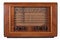 Old wooden retro table tube radio