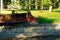 Old wooden river ship on dock for repairing